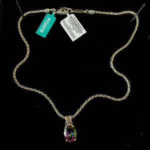 Effy 925 16 inch silver necklace with mystic fire topaz 10 7/8 PD